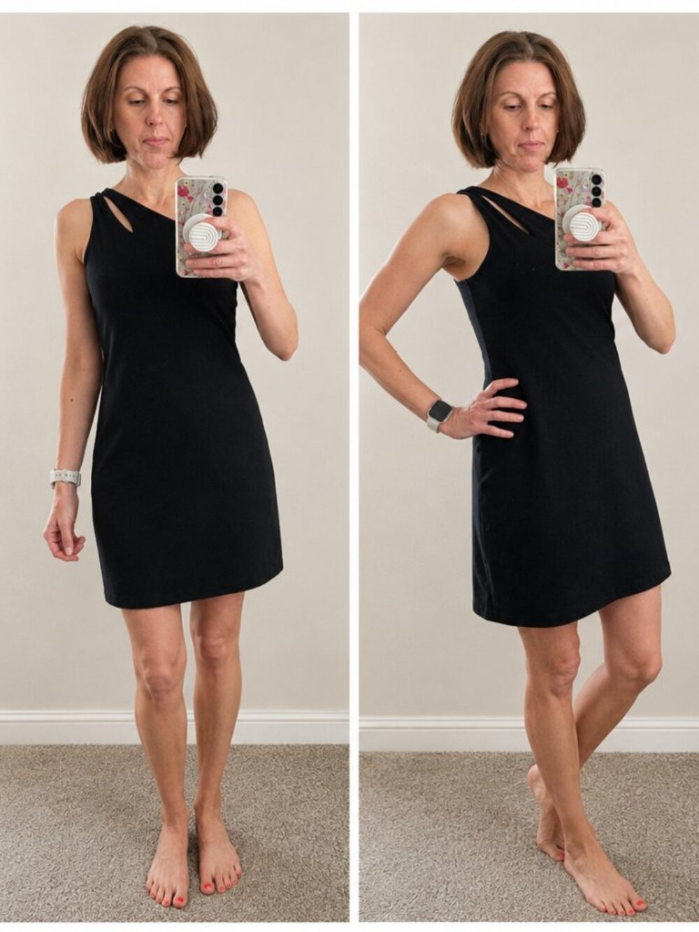 Beyond Yoga Charcoal Asymmetrical Cutout Mini Dress M